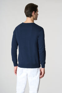 Maglia girocollo in cotone con logo ricamato