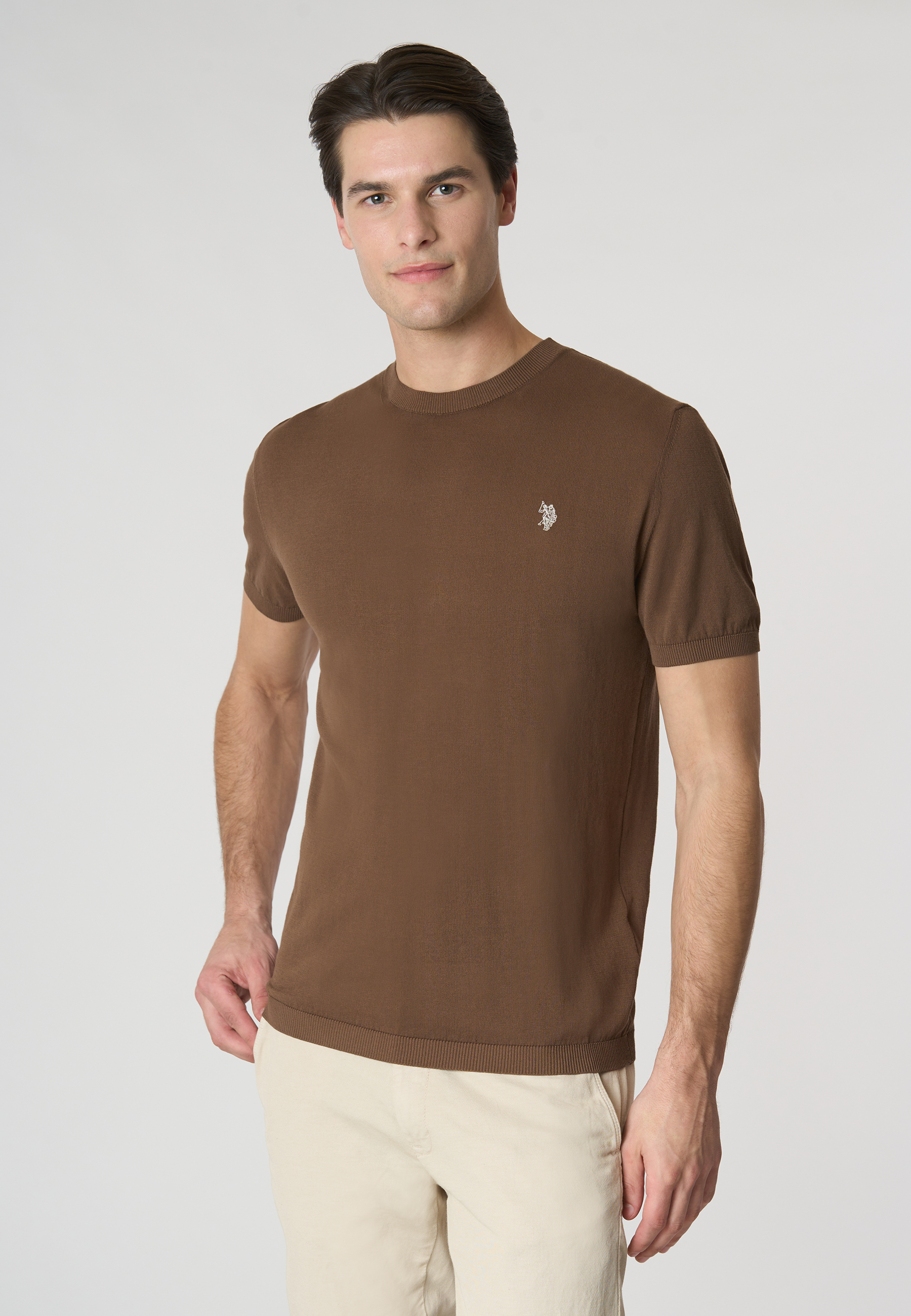 Maglia girocollo da uomo a maniche corte in cotone crepe premium quality