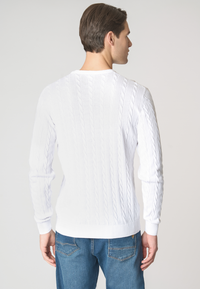 Maglia girocollo a treccia in cotone