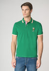 Polo a maniche corte in cotone con logo colorato e dettagli rigati