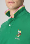 Polo a maniche corte in cotone con logo colorato e dettagli rigati