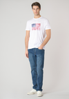 T-shirt a maniche corte in cotone con bandiera
