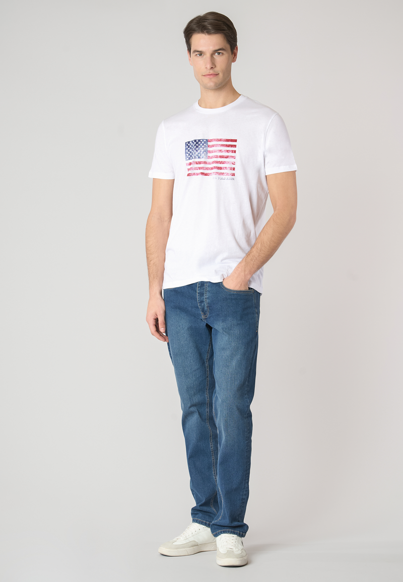 T-shirt a maniche corte in cotone con bandiera