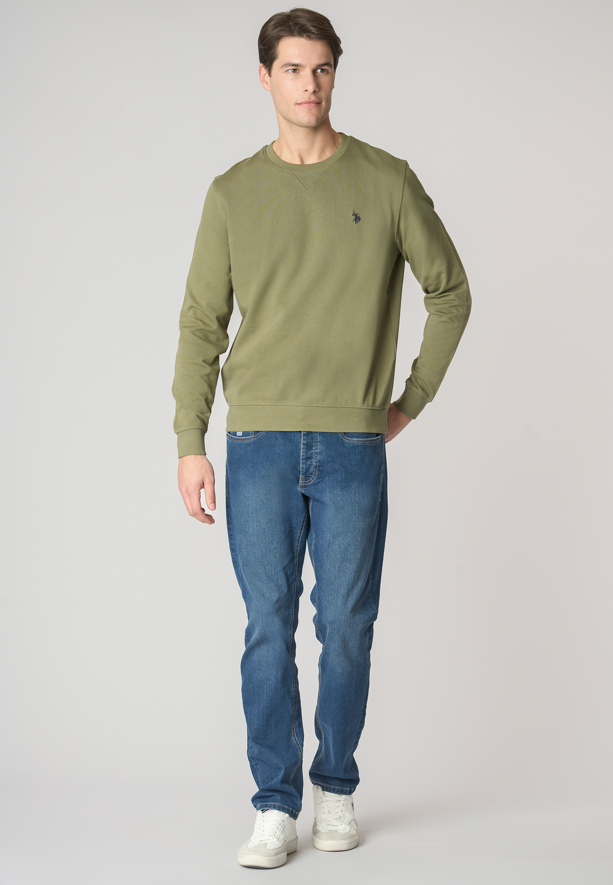 Felpa girocollo in cotone con logo