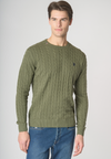 Maglia girocollo a treccia in cotone