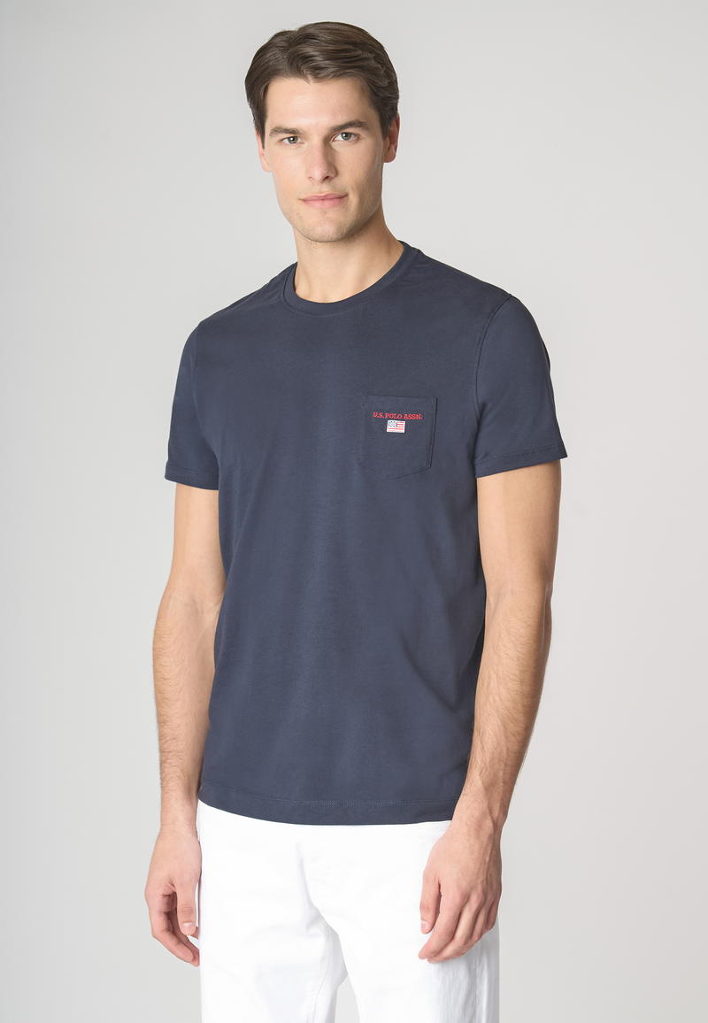 T-shirt a maniche corte in cotone con taschino sul petto