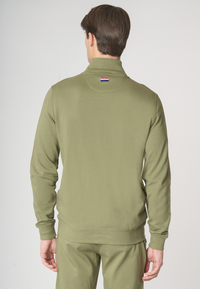 Felpa a collo alto in cotone con chiusura zip