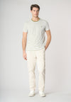 T-shirt a maniche corte a righe in misto cotone e lino