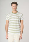 T-shirt a maniche corte a righe in misto cotone e lino