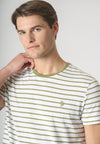 T-shirt a maniche corte a righe in misto cotone e lino