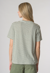 T-shirt girocollo a righe in misto cotone e lino