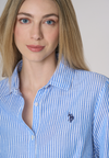 Camicia a righe in misto cotone e lino