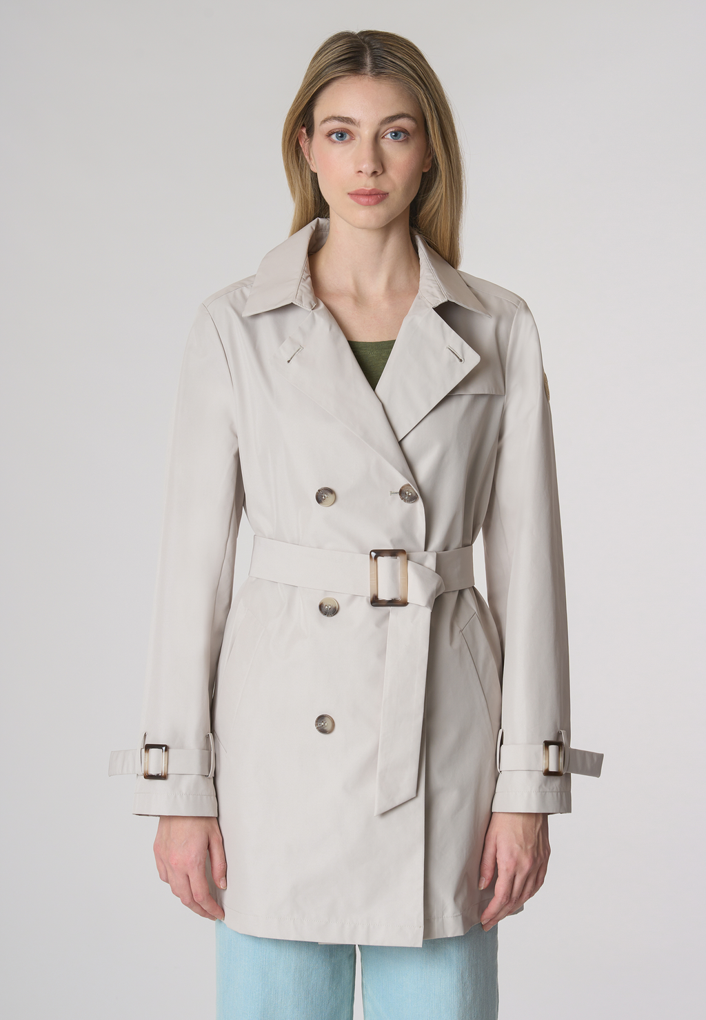 Trench doppiopetto con cintura in tessuto membrana poly premium qualit ...