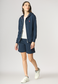 Pantalone corto french terry di felpa in cotone stretch