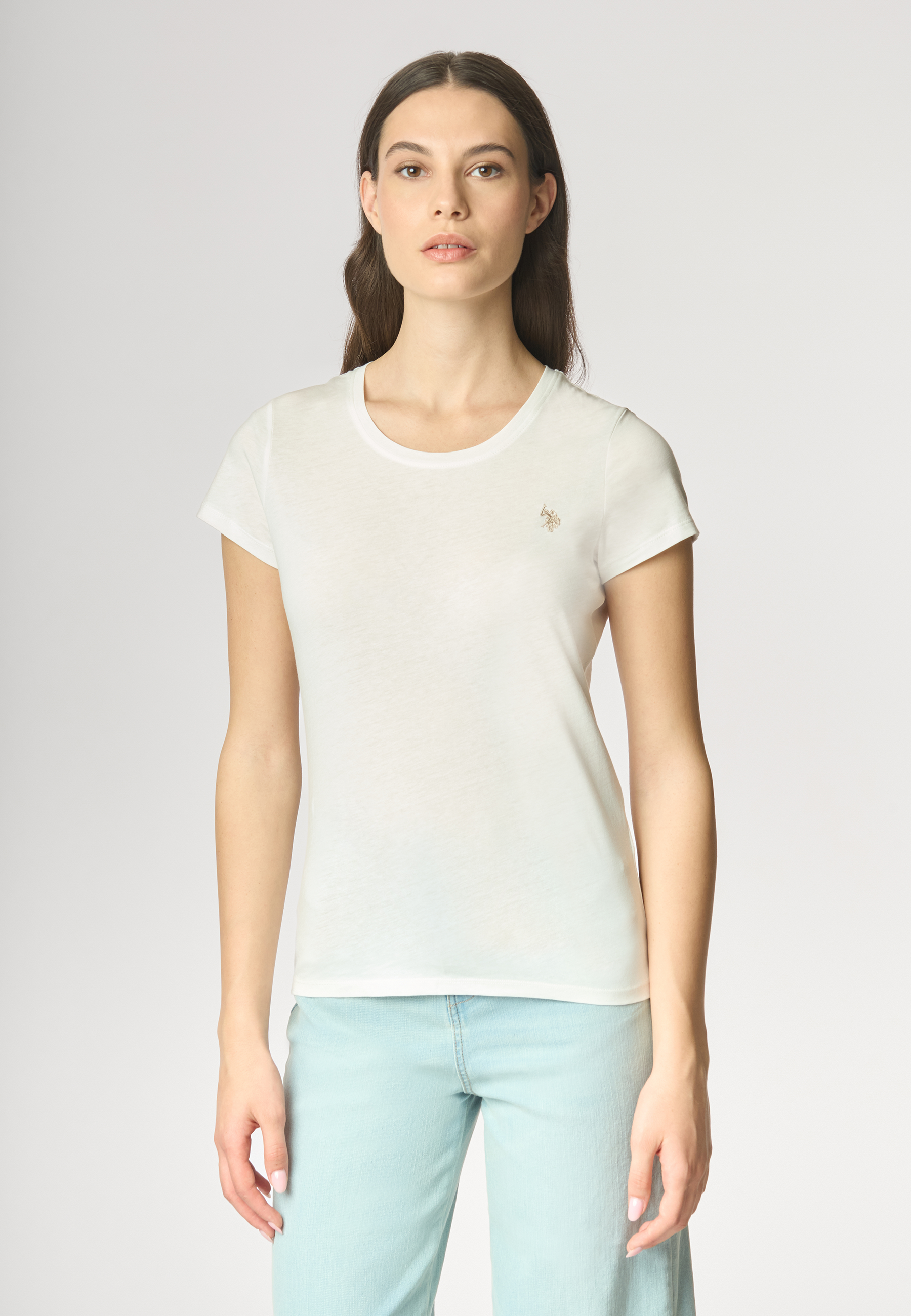 T-shirt girocollo a maniche corte in cotone light jersey