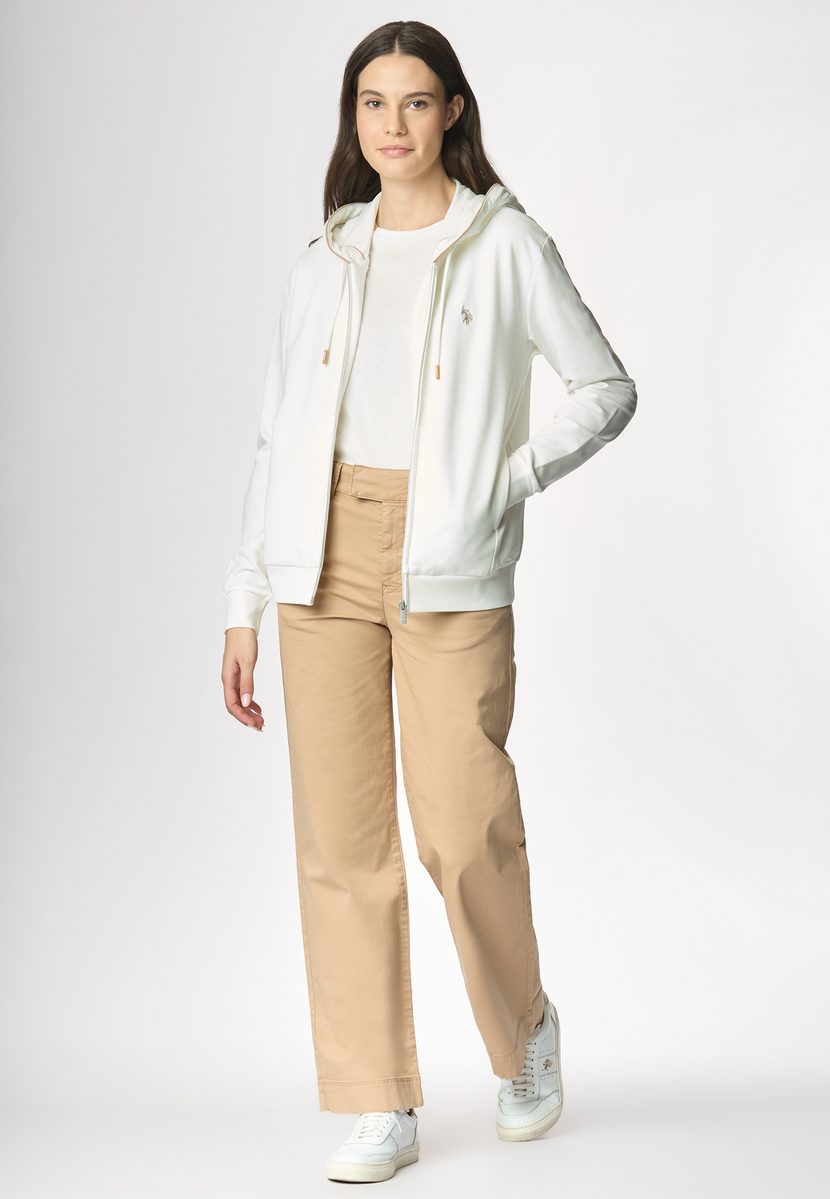 Felpa french terry con cappuccio in cotone light stretch