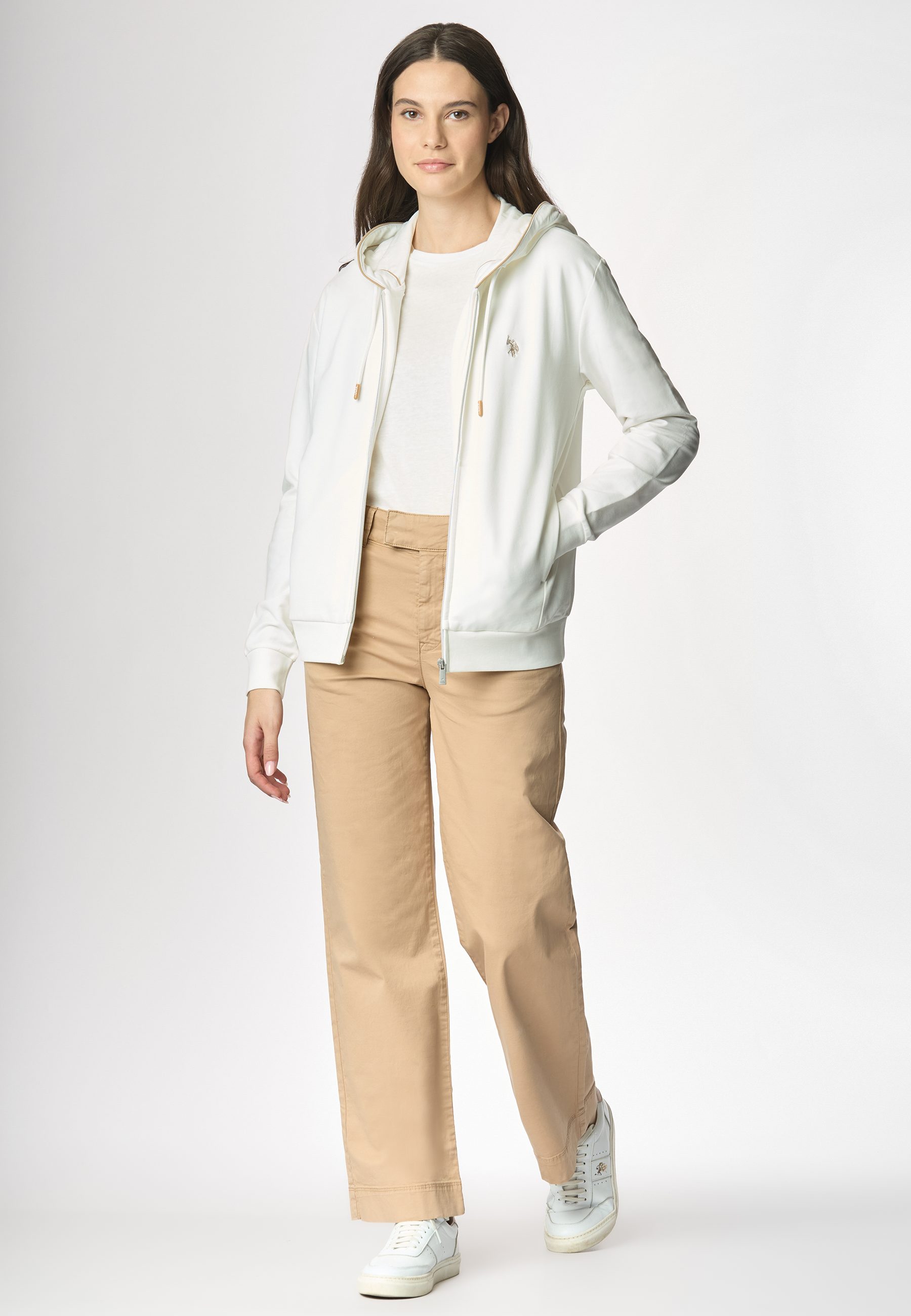 Felpa french terry con cappuccio in cotone light stretch