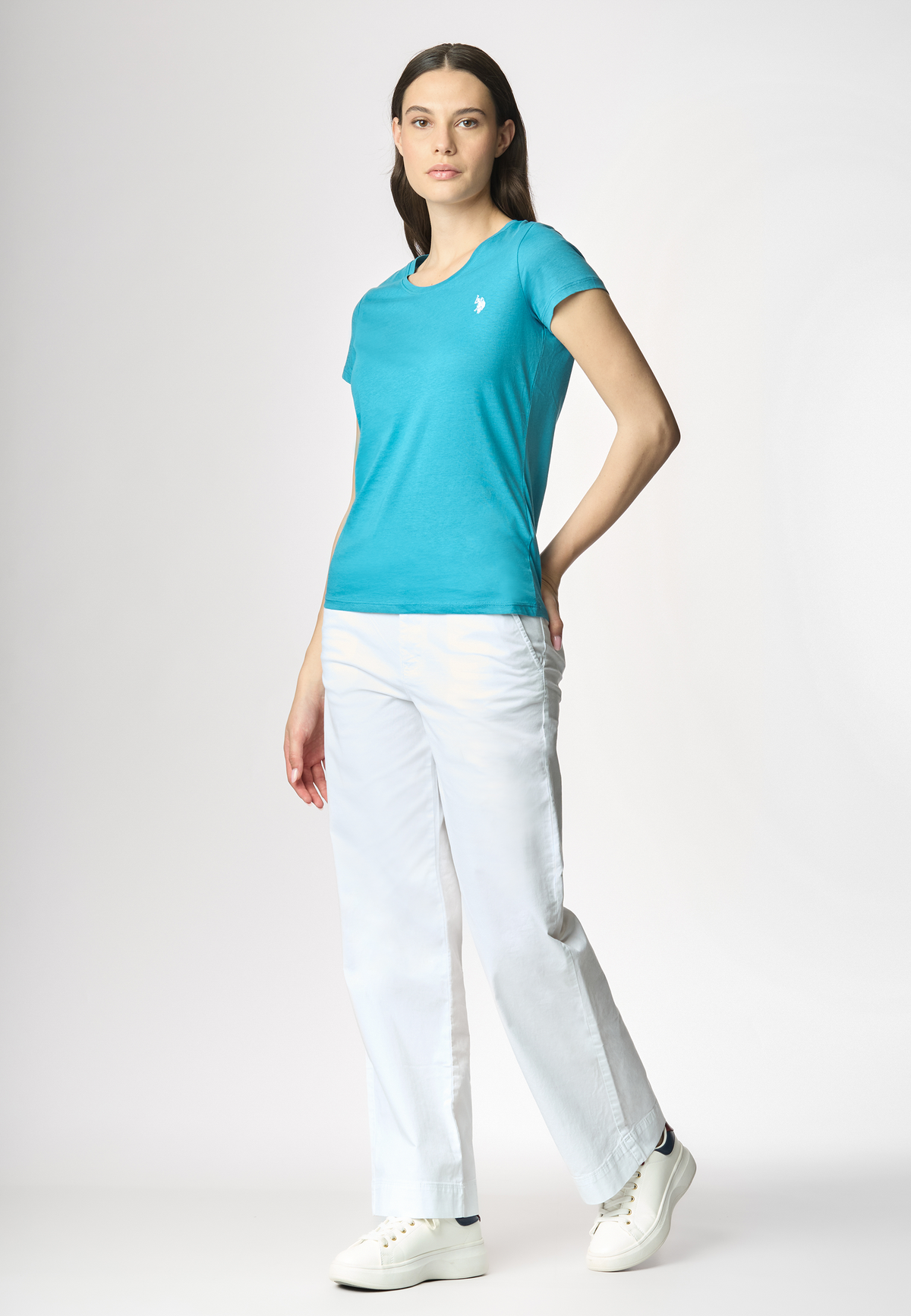 T-shirt girocollo a maniche corte in cotone light jersey