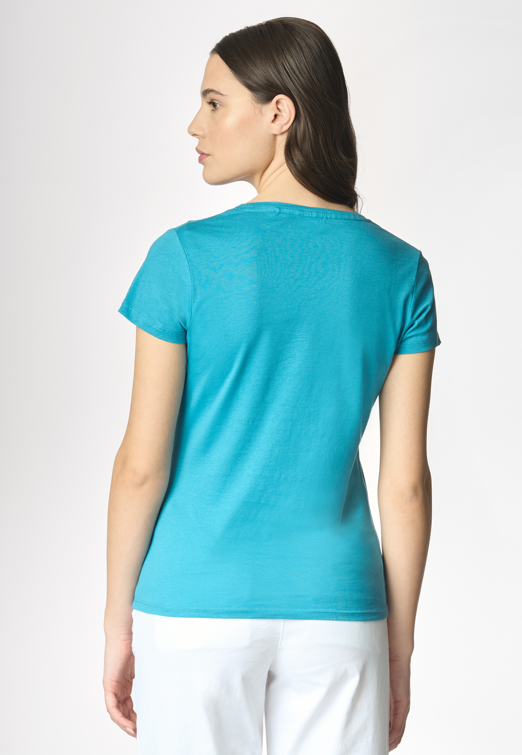 T-shirt girocollo a maniche corte in cotone light jersey
