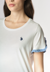 T-shirt a maniche corte in cotone light jersey con inserti a frangia