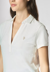 Polo a maniche corte con scollo a V in cotone stretch