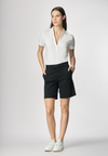 Polo a maniche corte con scollo a V in cotone stretch