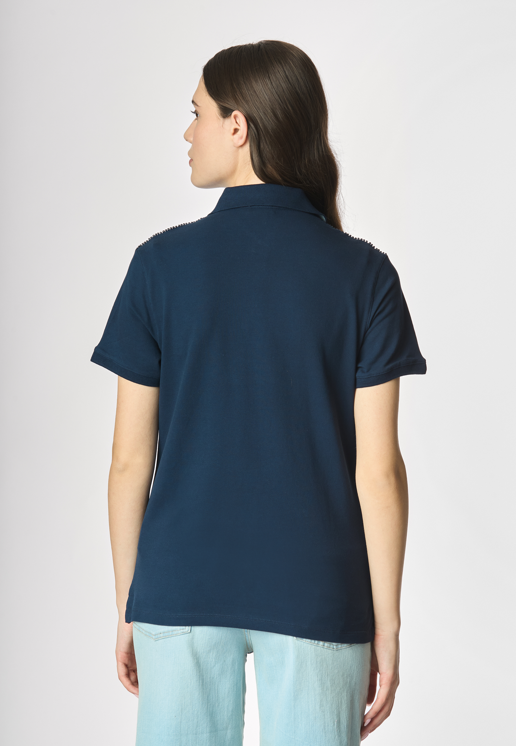 Polo a maniche corte in cotone micropiquet stretch con sottocolletto colorato