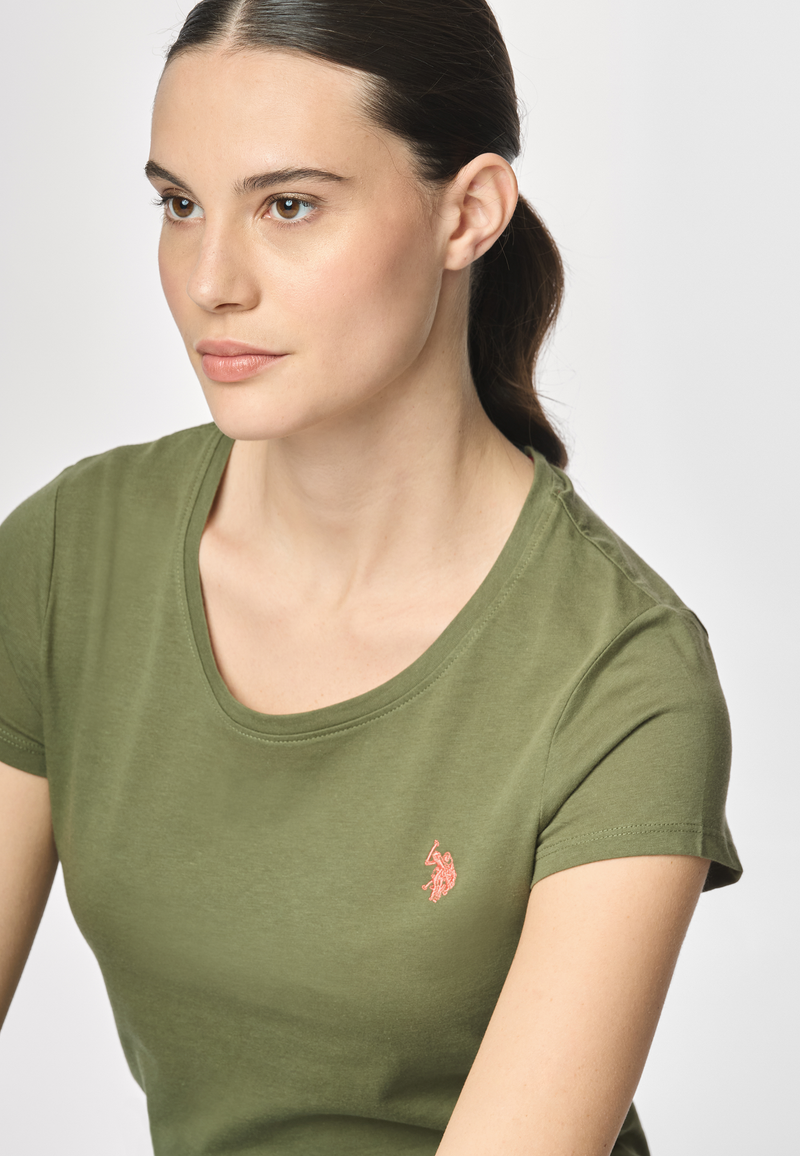 T-shirt girocollo a maniche corte in cotone light jersey