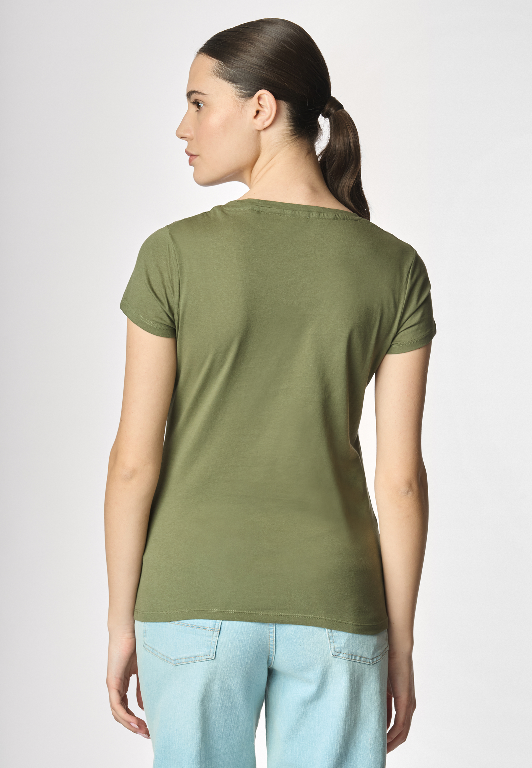 T-shirt girocollo a maniche corte in cotone light jersey