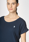 T-shirt girocollo da donna in misto cotone e lino