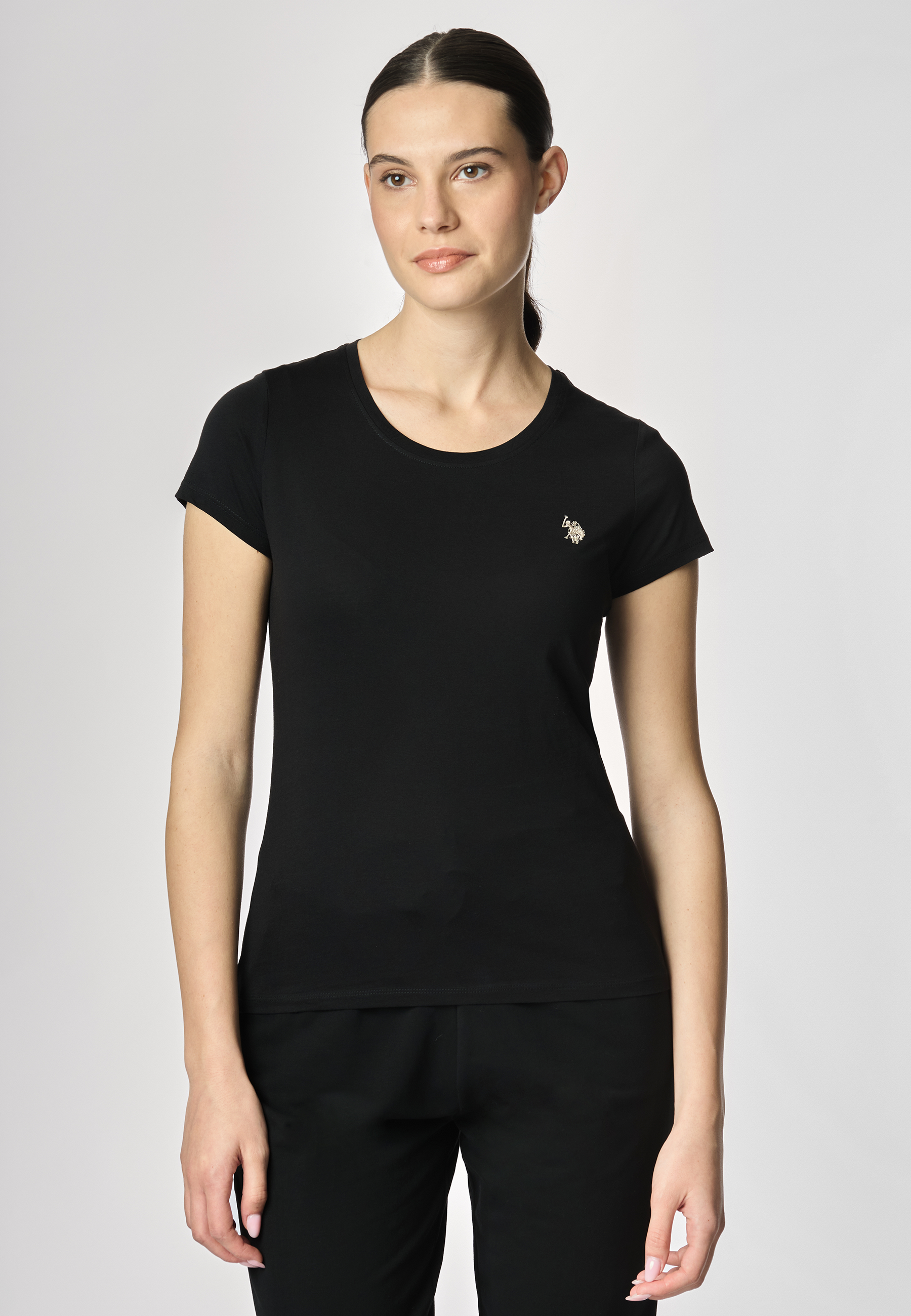 T-shirt girocollo a maniche corte in cotone light jersey