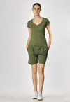 Pantalone corto french terry di felpa in cotone stretch