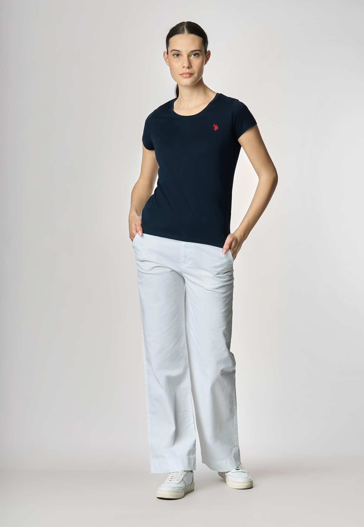 T-shirt girocollo a maniche corte in cotone light jersey