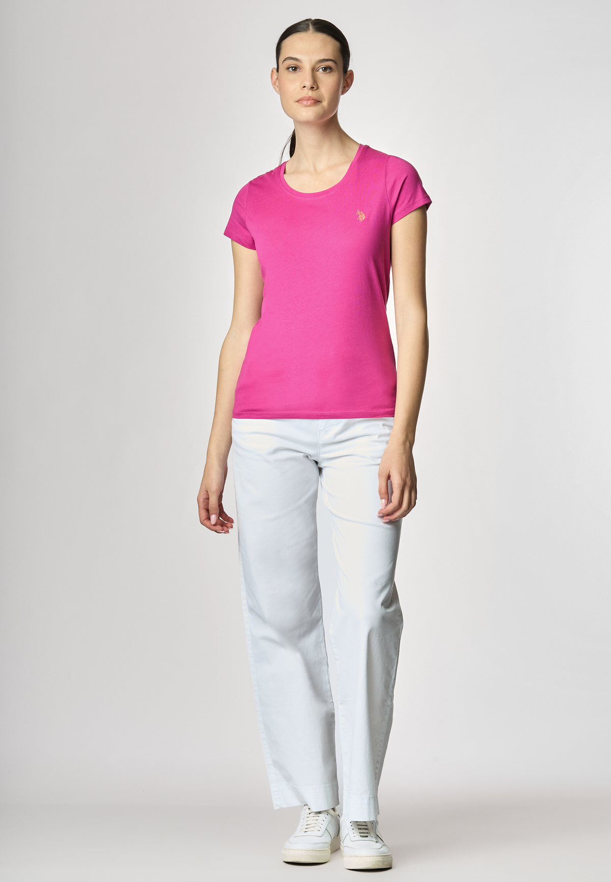 T-shirt girocollo a maniche corte in cotone light jersey