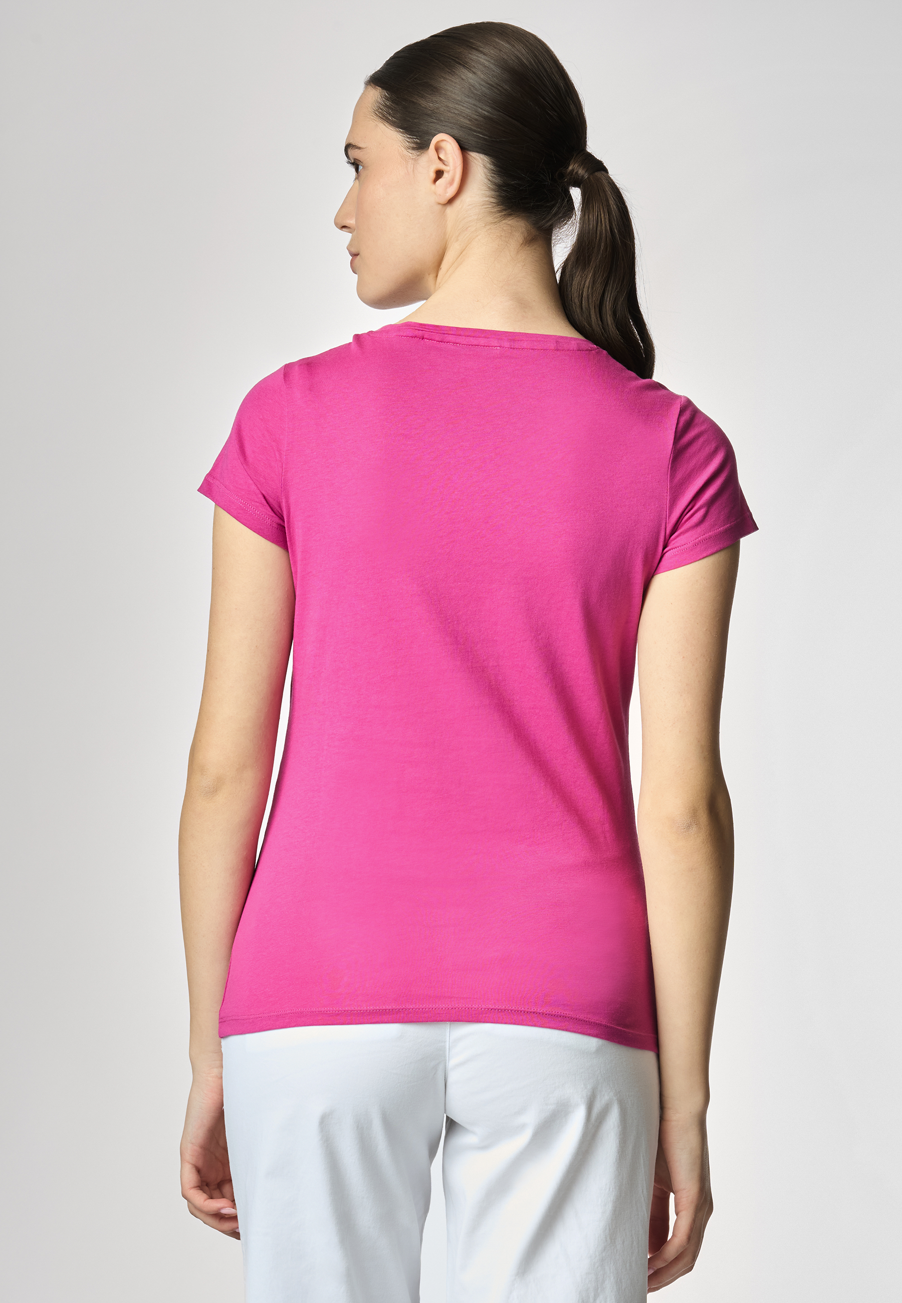 T-shirt girocollo a maniche corte in cotone light jersey