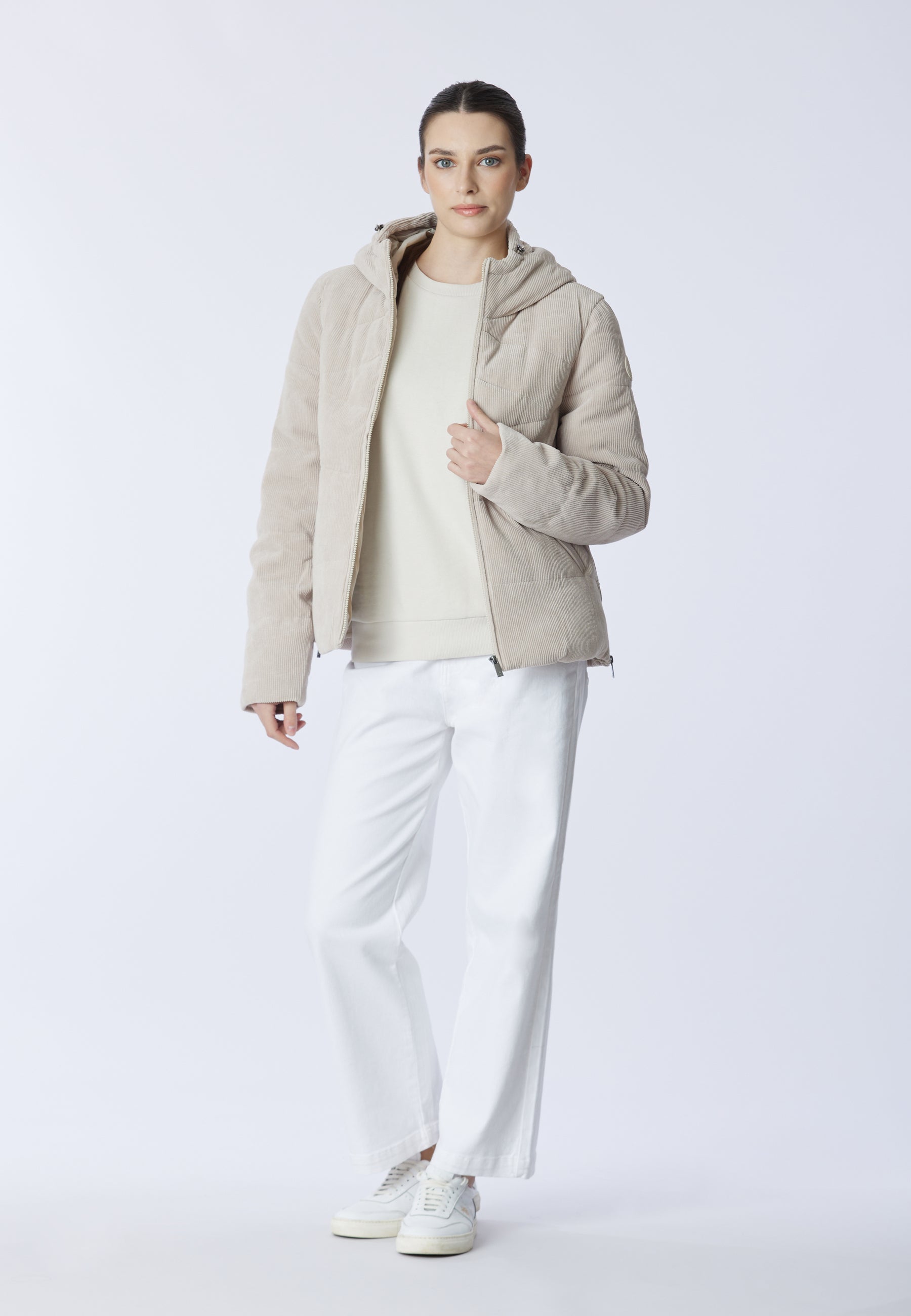 Giacca in velluto stretch con cappuccio