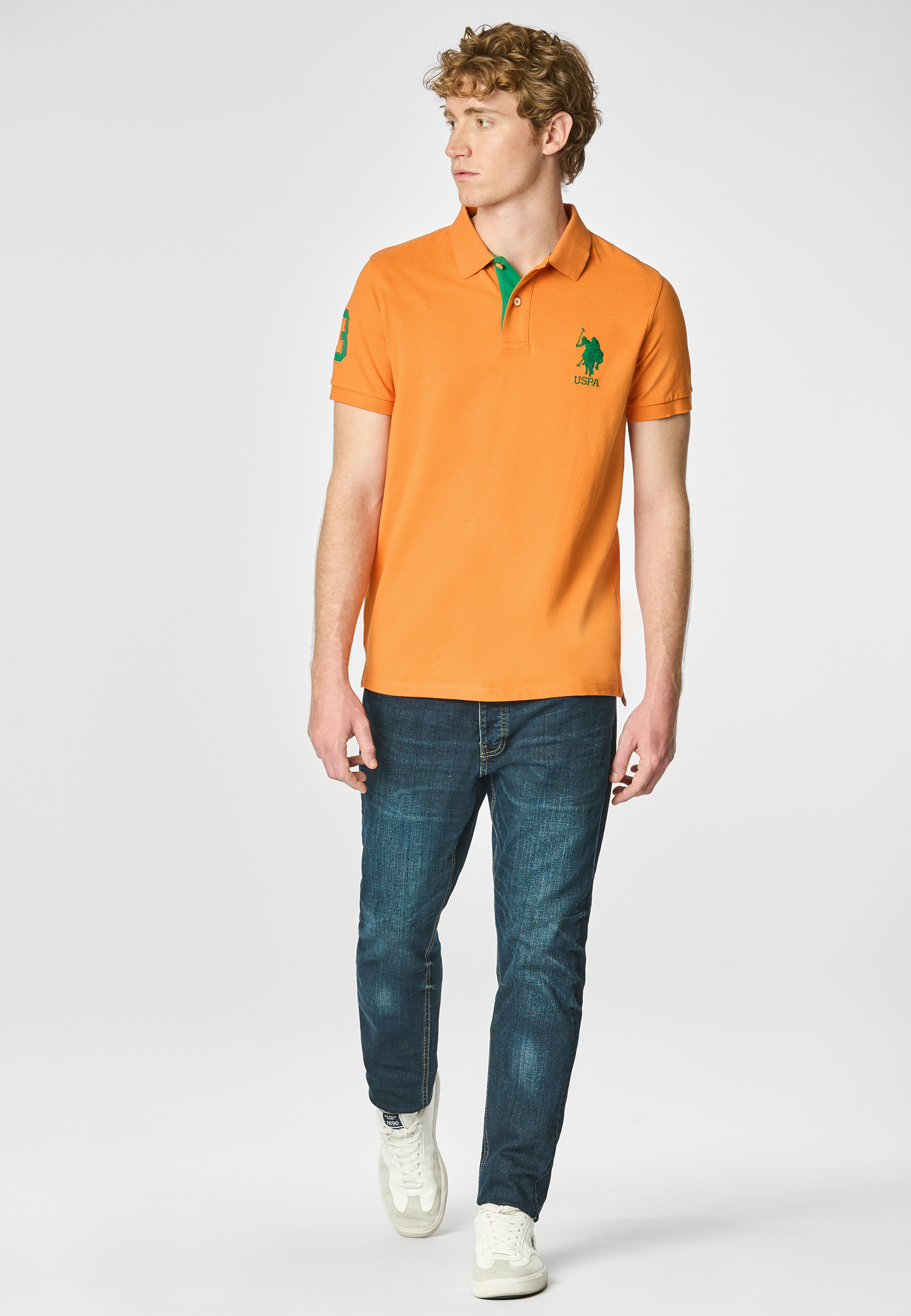Polo a maniche corte in cotone piquet con logo e numero