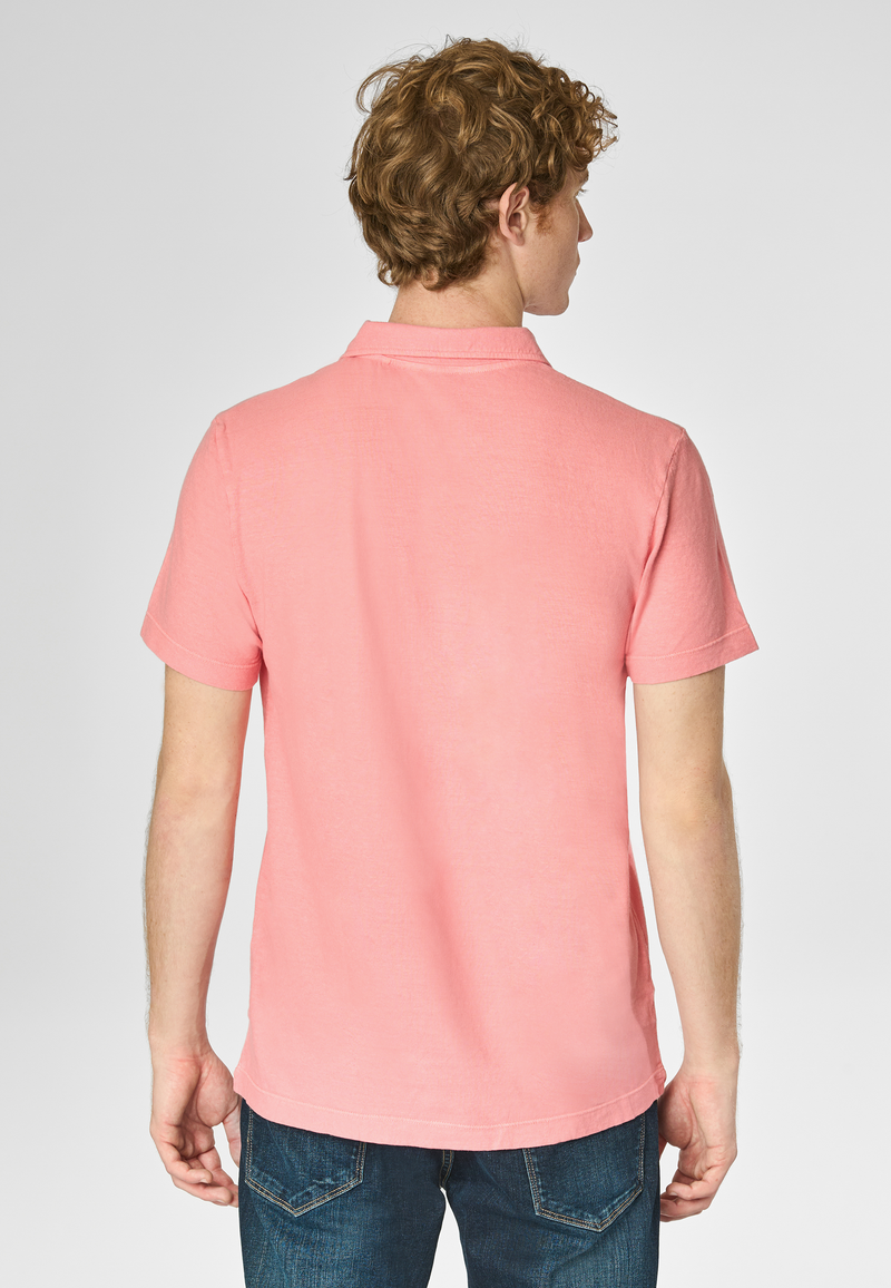 Polo a maniche corte in misto canapa e cotone organico con logo