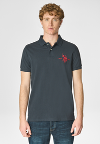 Polo shirt a maniche corte in cotone piquet con logo e sottocolletto colorato