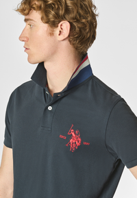 Polo shirt a maniche corte in cotone piquet con logo e sottocolletto colorato