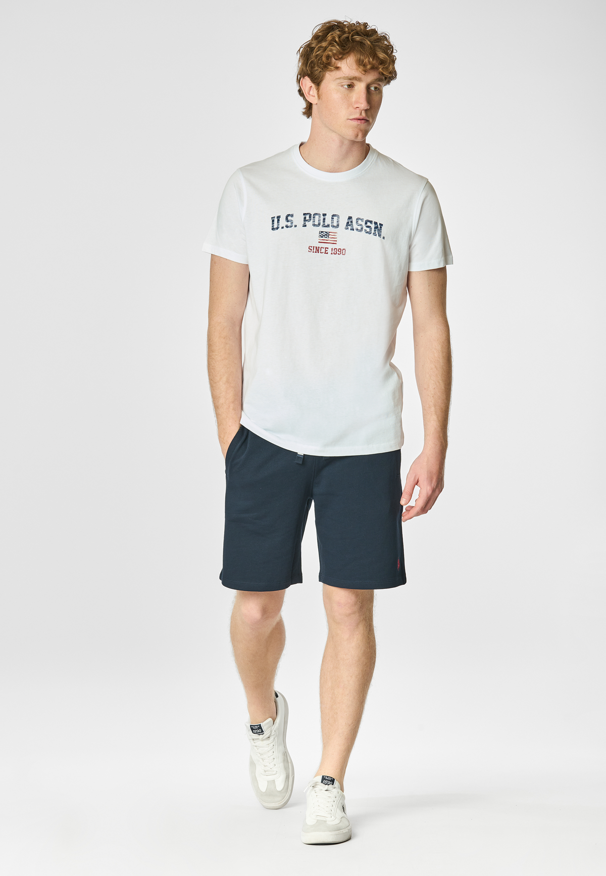 Pantaloni sportivi corti in cotone con logo