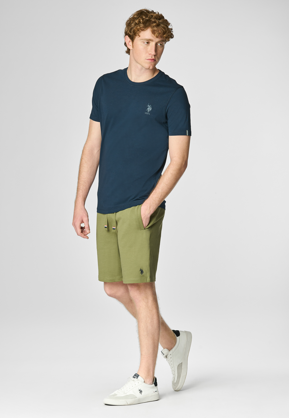 Pantaloni sportivi corti in cotone con logo