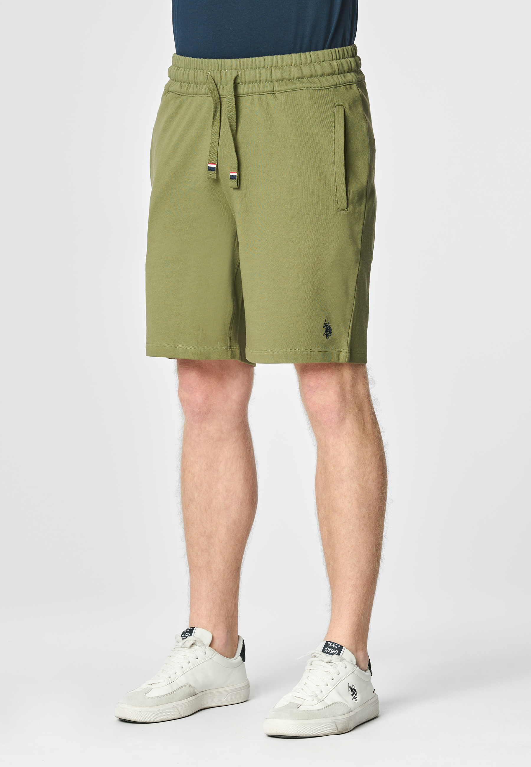 Pantaloni sportivi corti in cotone con logo