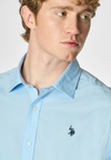 Camicia in cotone stretch popeline slim fit con logo
