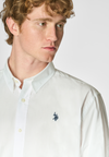 Camicia in cotone stretch popeline slim fit con logo