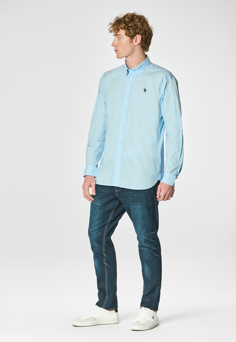 Camicia in cotone popeline regular fit con logo
