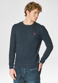 Maglia girocollo a treccia in cotone