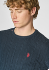 Maglia girocollo a treccia in cotone