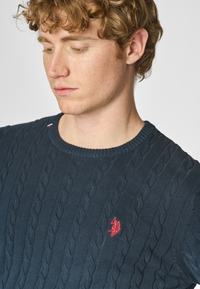 Maglia girocollo a treccia in cotone