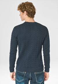 Maglia girocollo a treccia in cotone